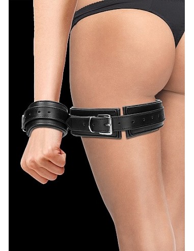 Ouch Suspension Thigh hand cuffs leather black