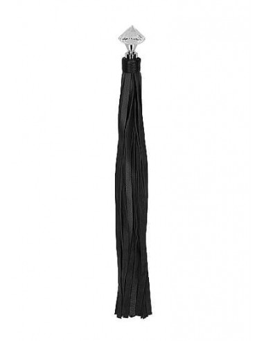 Ouch Sparkling pointed handle leather flogger black