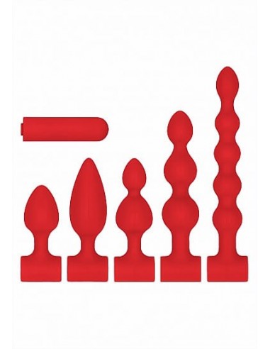 Ouch Silicone USB Rechargeable anal set Red