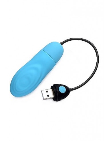 Bang! 7x pulsing rechargeable silicone bullet blue