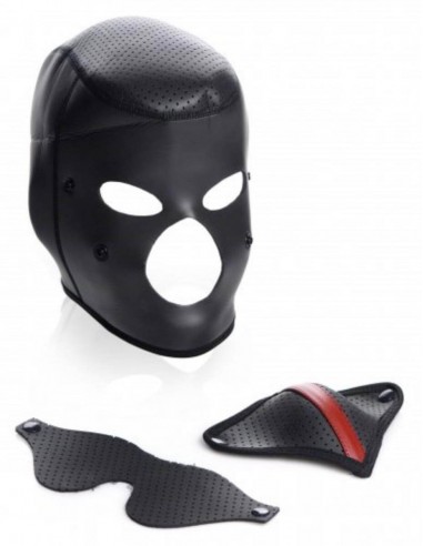 Master Series Scorpion hood met afneembare blinddoek en mond masker