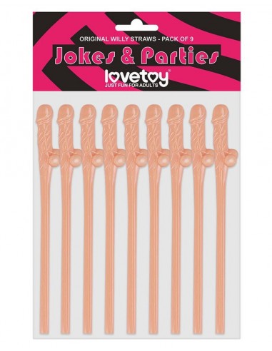 Lovetoy Realistic nude willy straws pack of 9