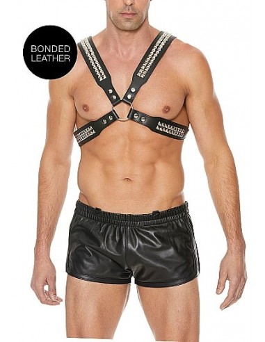Ouch Mens Pyramid stud body harness One size black
