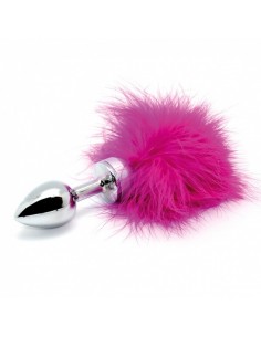 rimba small steel anal butt plug with black feathers