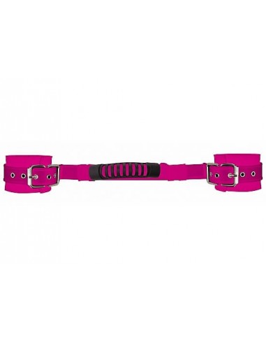 Ouch Adjustable leather handcuffs pink