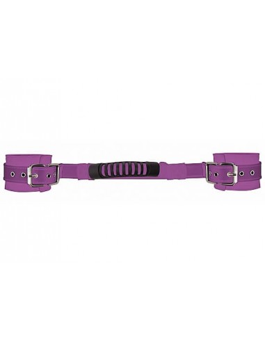 Ouch Adjustable leather handcuffs purple