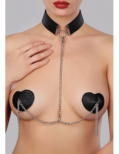 Allure Adore Collar and heart pasties black