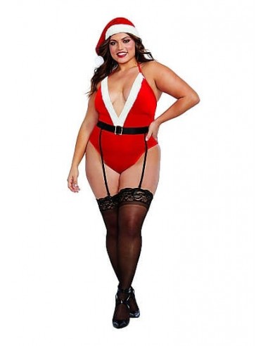 Dreamgirl Northpole hottie Teddy and santa hat set Plussize