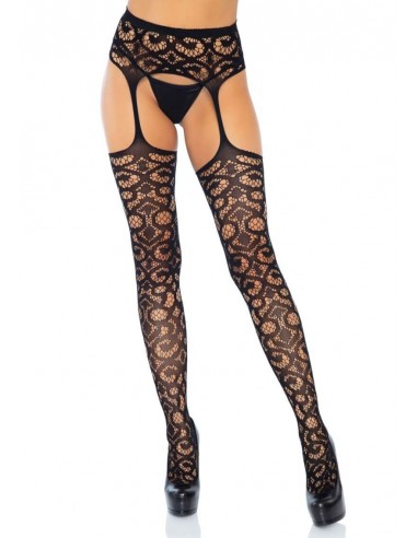 Leg Avenue Scroll lace garter belt stockings