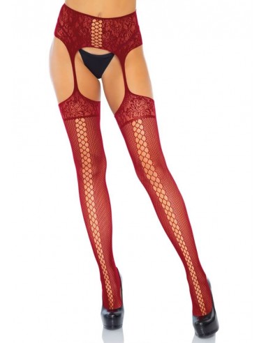 Leg Avenue Lace up garterbelt stockings Red