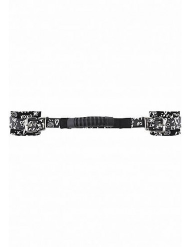 Ouch Printed hand cuffs with handle Love street art fashion black