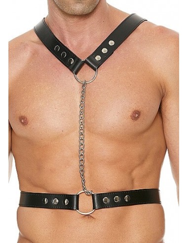 OUCH Twisted bit black leather harness black