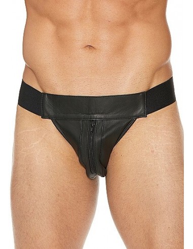 OUCH Striped front with zip jock leather Black black LXL