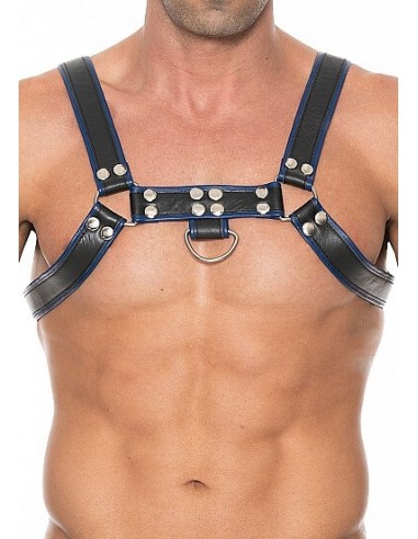 OUCH Chest Bulldog harness Black Blue LXL