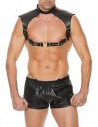 OUCH Men harness with neck collar premium leather black