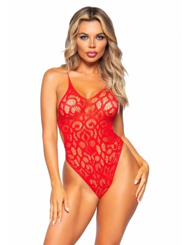 Leg Avenue Seamless scroll lace bodysuit Red One size