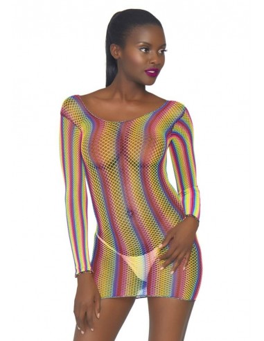 Leg Avenue Rainbow fishnet mini dress One size