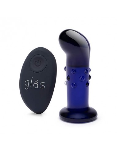 Glas Rechargeable remote controlled vibrating Dotted G-spot P-spot plug