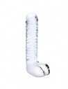 Glas Realistic ribbed glass G-spot dildo with balls