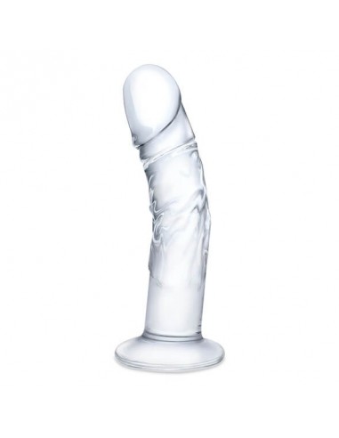 Glas Curved realistic glass dildo with veins