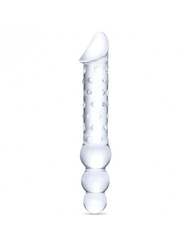 Glas Double ended glass dildo with anal beads