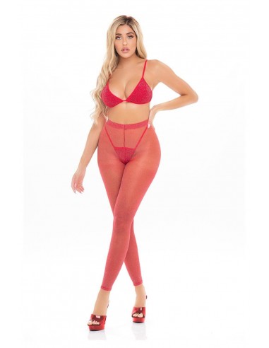 Pink Lipstick lingerie Tall order 3pc legging set Red One size