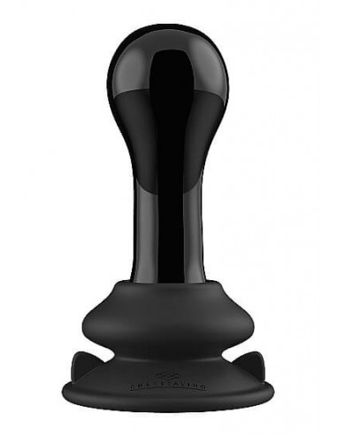 Crystalino Globy Glass vibrator with suction cup and remote rechargeable black