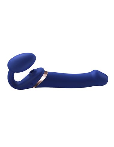 Strap-on-me Multi orgasm Strap-on vibrator with licking stimulator Blue L