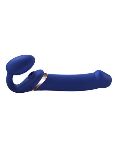Strap-on-me Multi orgasm Strap-on vibrator met lik stimulator Blauw XL