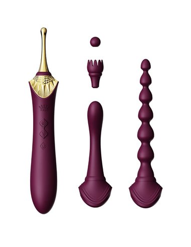 Zalo Bess 2 verwarmende clitoris massager met 4 opzetstukken paars