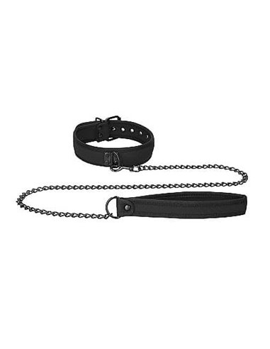 Ouch Neoprene collar with leash black