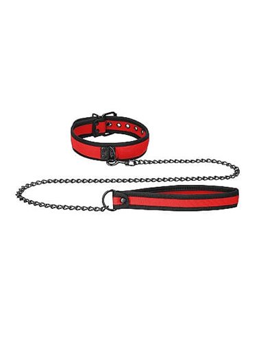 Ouch Neoprene collar with leash red