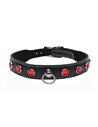 Master Series Fierce Vixen leather collar with rhinestones Red