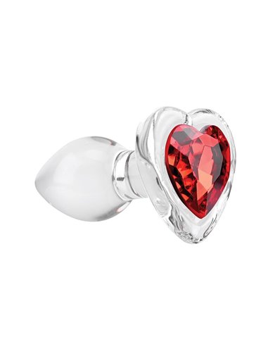Adam and Eve Red heart gem glass plug small