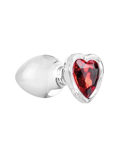 Adam and Eve Red heart gem glass plug Large
