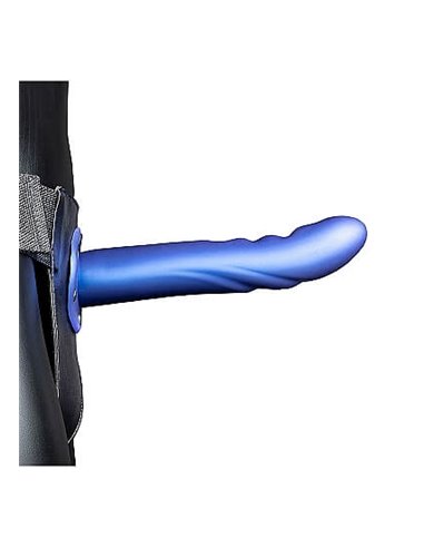 RealRock Textured curved hollow strap-on 20 cm Metalic Blue