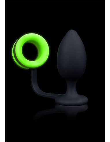 Ouch Butt plug with cock ring GitD Neon