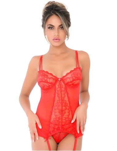 Daring Intimates Lace cami corset with string Red S