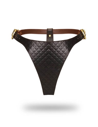 Liebe Seele Leather Thong Black, Brown and Gold L