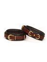 Liebe Seele Leather Tigh cuffs, Brown and Gold