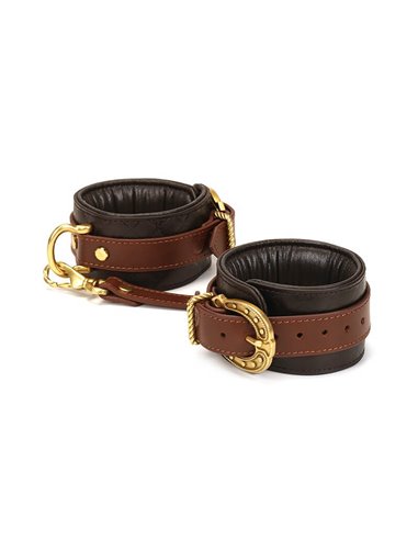 Liebe Seele Leather Ankle cuffs, Brown and Gold