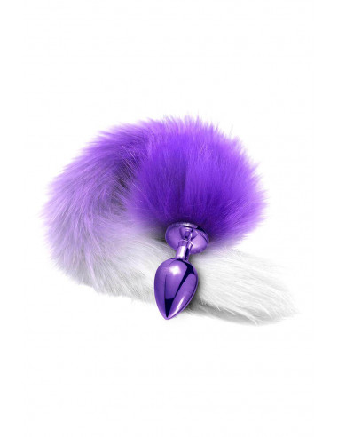 Nixie Metal butt plug with Ombre tail Purple metallic