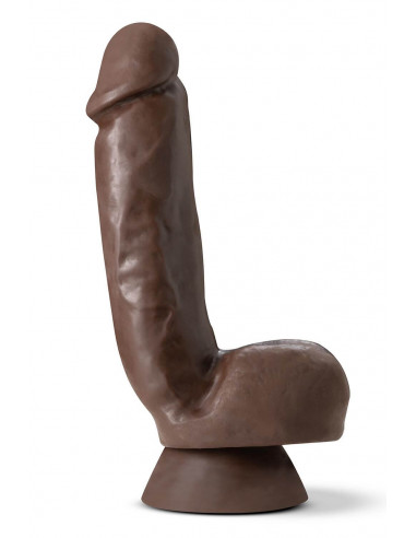 DR. Skin Plus 8 inch Thick Posable dildo with Squeezable balls Chocolate