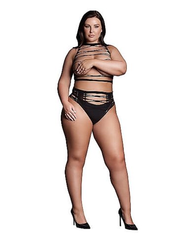 Le Desir Helike XLV Two piece with open cups, Crop top and pantie Plus size