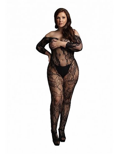 Le Desir Lace sleeved bodystocking Plus size