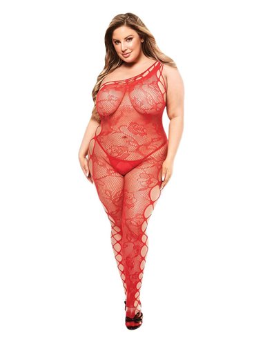 Baci Lingerie Off the shoulder bodystocking red Queen