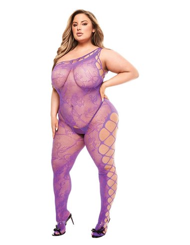 Baci Lingerie Off the shoulder bodystocking purple Queen