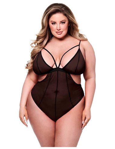 Baci Lingerie Sexy crotchless mesh teddy black Queen