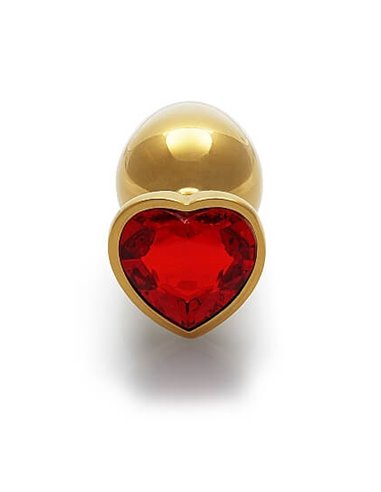 Ouch Heart gem butt plug Large Gold Ruby Red