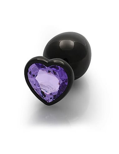Ouch Heart gem butt plug Large Gunmetal Amethyst purple